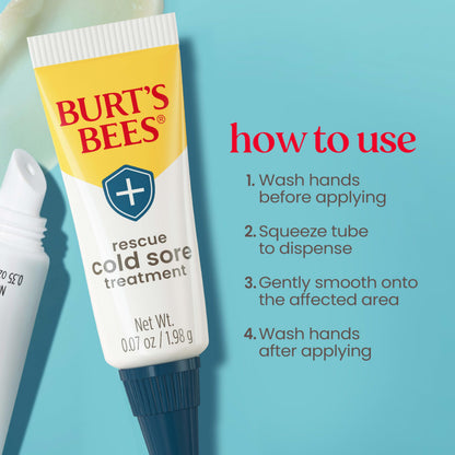 Burt's Bees Cold Sore Treatment and Medicated Lip Balm, With Menthol and Eucalyptus Oil, Natural Origin Skincare, 2 Tubes, 0.07 oz./0.15 oz.