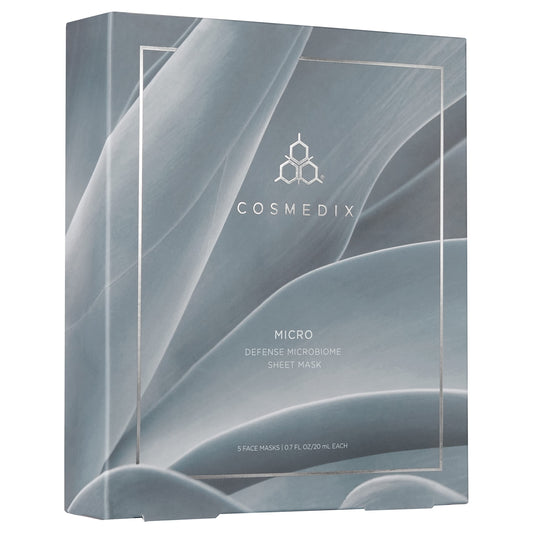 COSMEDIX Micro Defense Microbiome Peel-Off Sheet Mask, Hydrates & Quenches Dry Skin, Soothing & Redness Reducing, Cruelty & Gluten Free, Set of 5