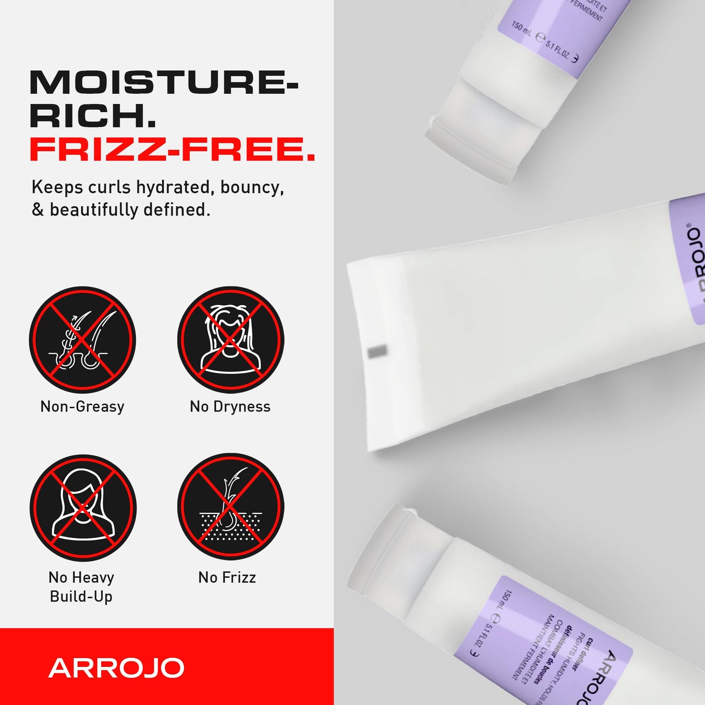 Arrojo Curl Defining Gel – Moisture-Rich, Firm Hold Wavy & Curly Hair Gel - Paraben-Free & Sulfate Free & Cruelty-Free Frizz & Heat Damage Protection