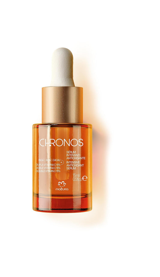 natura - Chronos Intensive Anti-Oxidant Serum - Brightening 15% Vitamin C Serum - Protects from Oxidation with Inga, Açaí & Cacau - Stimulates Collagen Vegan & Cruelty-Free Skincare - 15ml