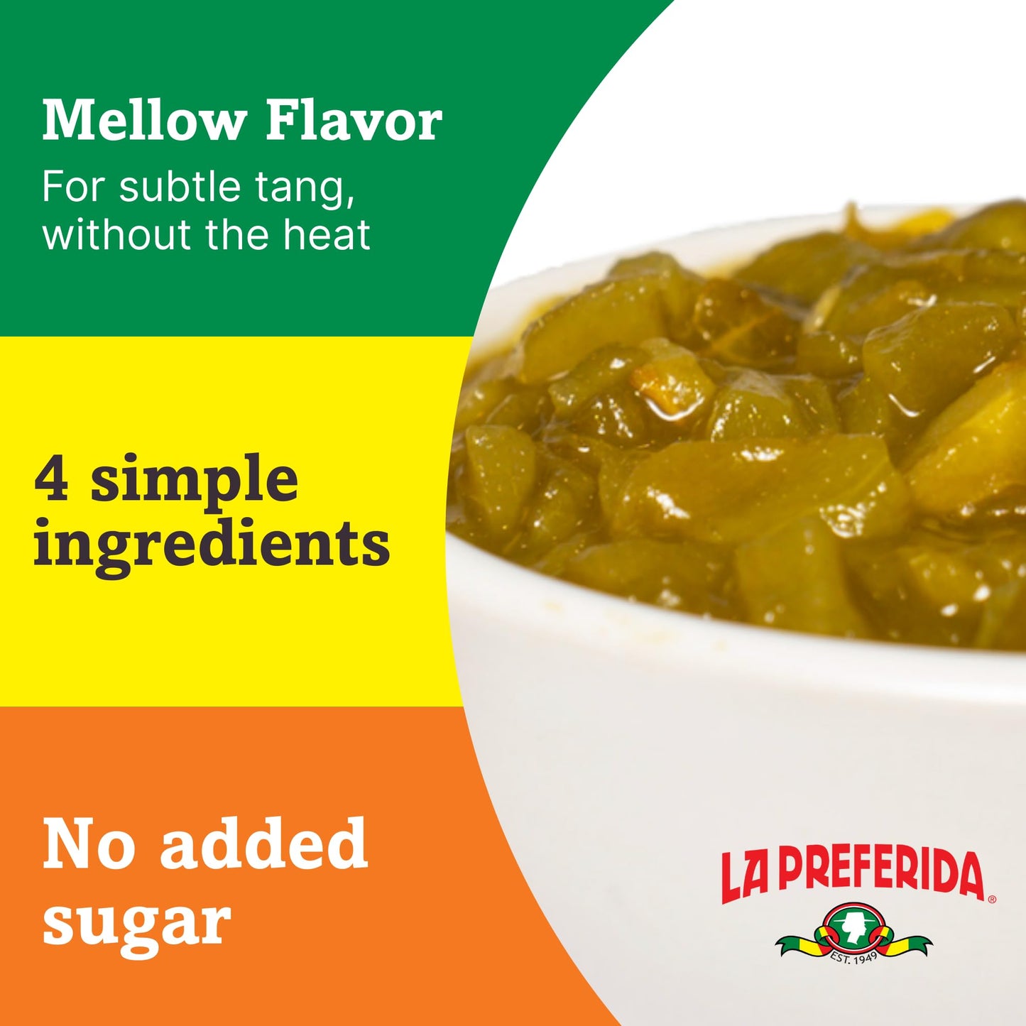 La Preferida Organic Diced Green Chile Peppers Fire-Roasted & Peeled Perfect for Tacos, Casseroles & Nachos, 4oz. (Pack of 6)
