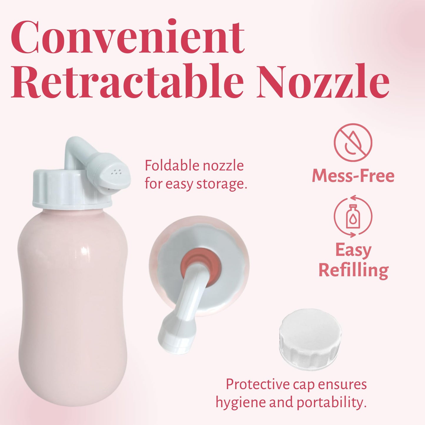 Peri Bottle After Birth Care for Postpartum Essentials Feminine Pink Portable Bidet Water Squeeze Spray Bottle for Pain Relief tears Hemorrhoids with Bottle Cap 300 ml (10 oz)