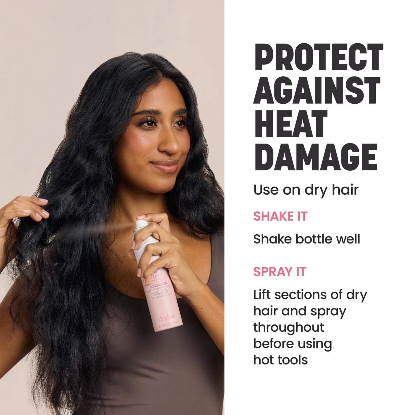 Drybar Hot Toddy Heat Protection Spray for Hair, Lightweight Formula, Protects from Heated Styling, Straightening and Curling Irons