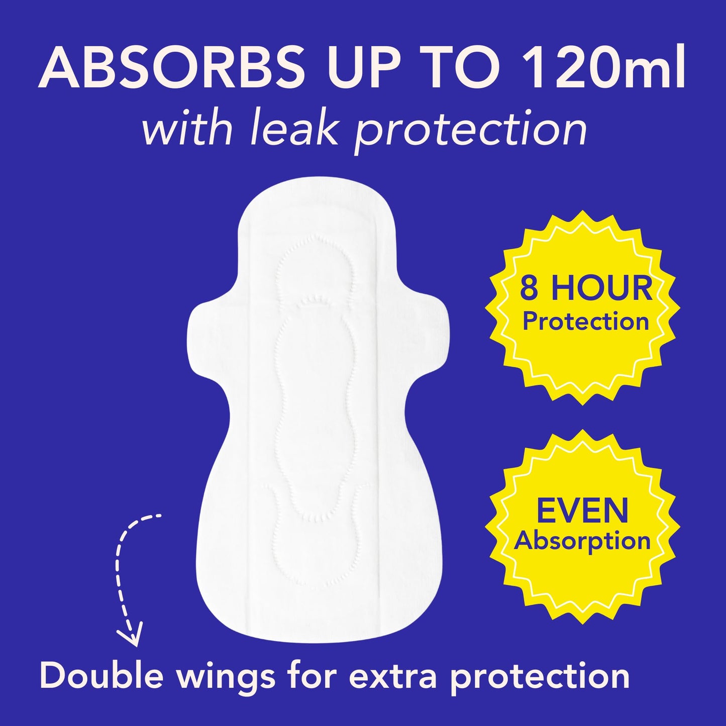 Marlow 100% Organic Cotton Top Sheet Pads, Extra Long with Two Sets of Wings, Biodegradable Wrapper, Plastic Free, Fragrance Free, Toxin Free, Hypoallergenic, Ultra Thin, Leak Proof, 18 Count