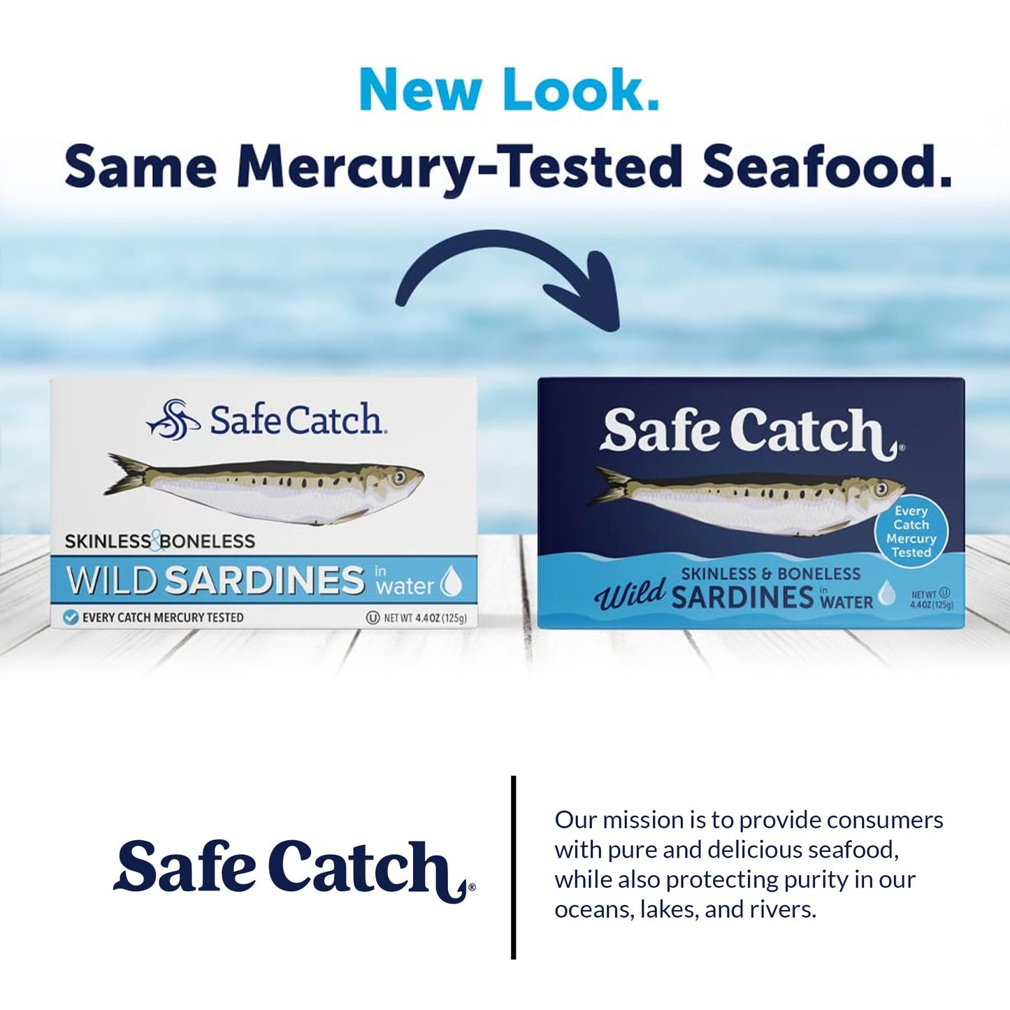 Safe Catch Wild Sardines in Water Skinless Boneless Wild-Caught Sardine Fillets Lowest Mercury Limit, Keto Food Kosher Non-GMO Sardines Pack of 12, 4.4oz Tins