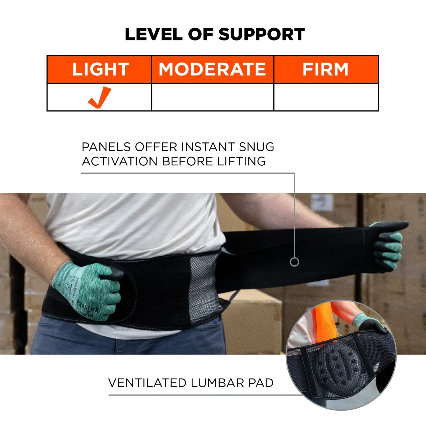 Ergodyne ProFlex 1051 Mesh Back Support, Large, Black