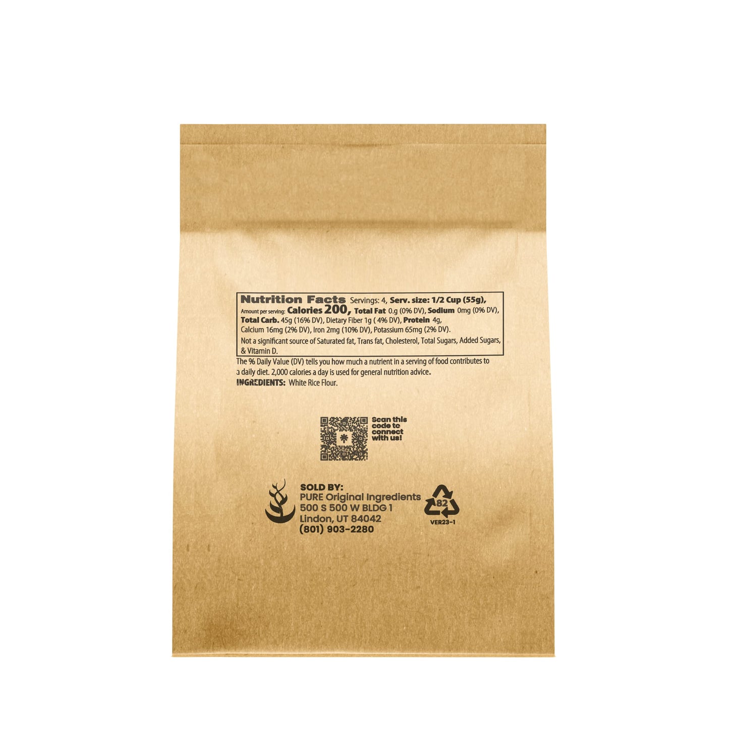 Pure Original Ingredients White Rice Elbow Macaroni (8 oz) Wholegrain Pasta, Non-GMO & Gluten Free
