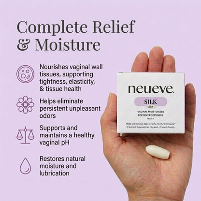 NeuEve Silk Long-lasting Vaginal Moisturizer- Provides Soothing Moisture for Dryness & Discomfort All-Natural Ingredients, Phase 1 | 8 Count | 1-Month Supply