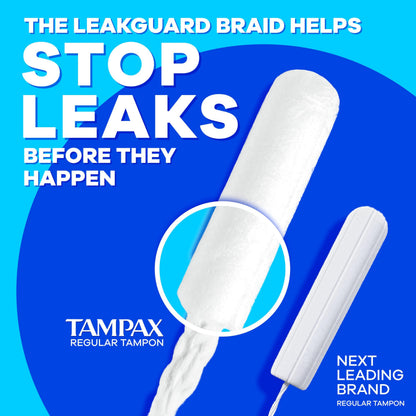 Tampax Compact Pearl Tampons, with LeakGuard Braid & Extendable Applicator, Super Absorbency, Compact Extendable Applicator, Unscented, 16 Count (Packaging May Vary)