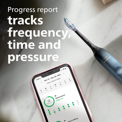 Philips Sonicare DiamondClean 9000 Electric Toothbrush - Sonic Toothbrush with App, Pressure Sensor, 12 Brushing Settings, Replacement Reminder, Charging Stand, Travel Case, Aquamarine, HX9911/92