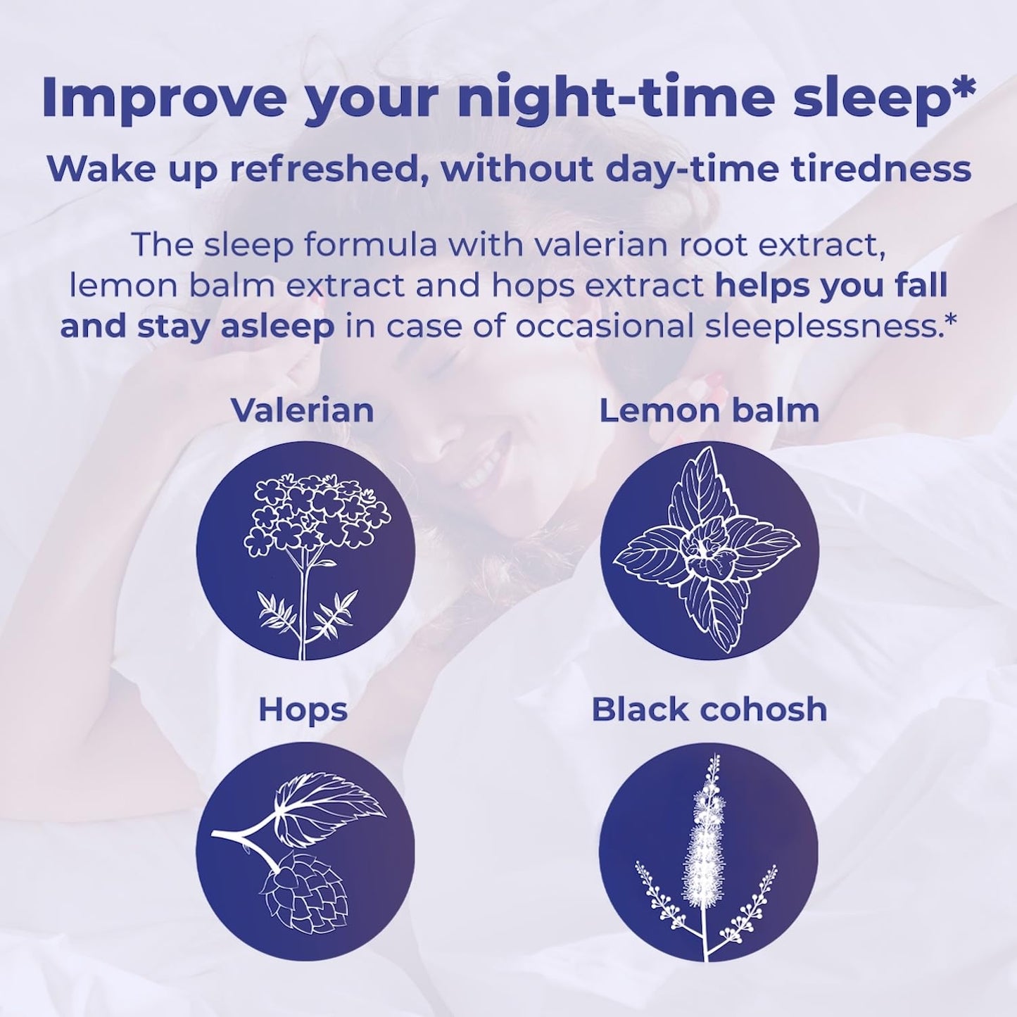 Remifemin Good Night - Menopause Symptoms Relief & Restful Sleep Support - Clinically Proven Ingredients - Menopause Supplements - Black Cohosh - Estrogen-Free - Made in Germany - 60 Tablets