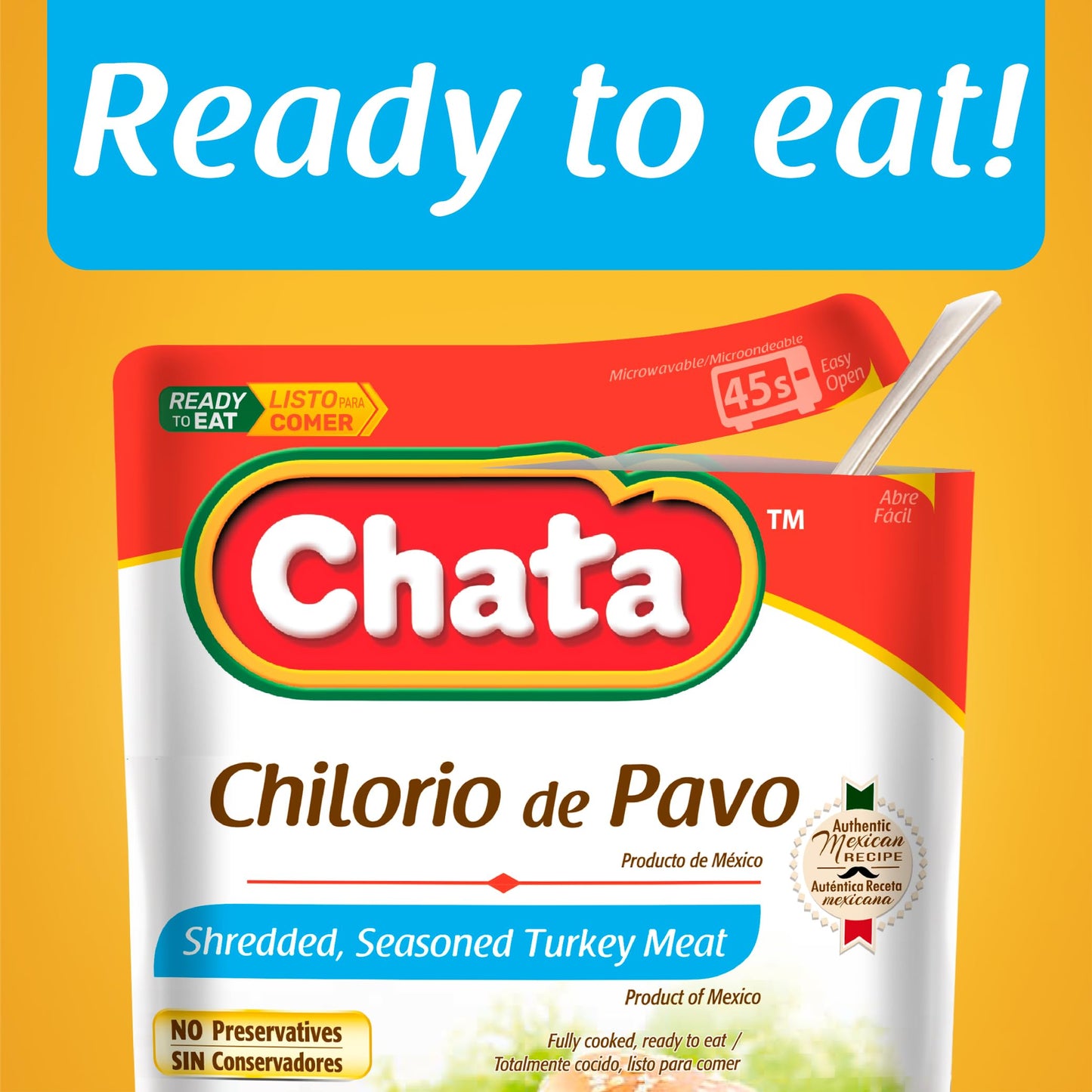 Chata Mexican Turkey Chilorio, Shredded Seasoned Turkey, 8 oz