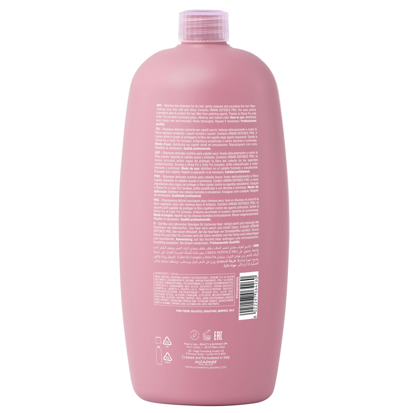 Alfaparf Milano Semi Di Lino Moisture Nutritive Sulfate Free Shampoo for Dry Hair - Paraben and Paraffin Free - Safe on Color Treated Hair - Professional Salon Quality