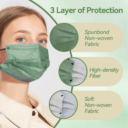 Jointown Disposable Face Mask - 3 Ply Protection Face Masks, 50 Pack Morandi