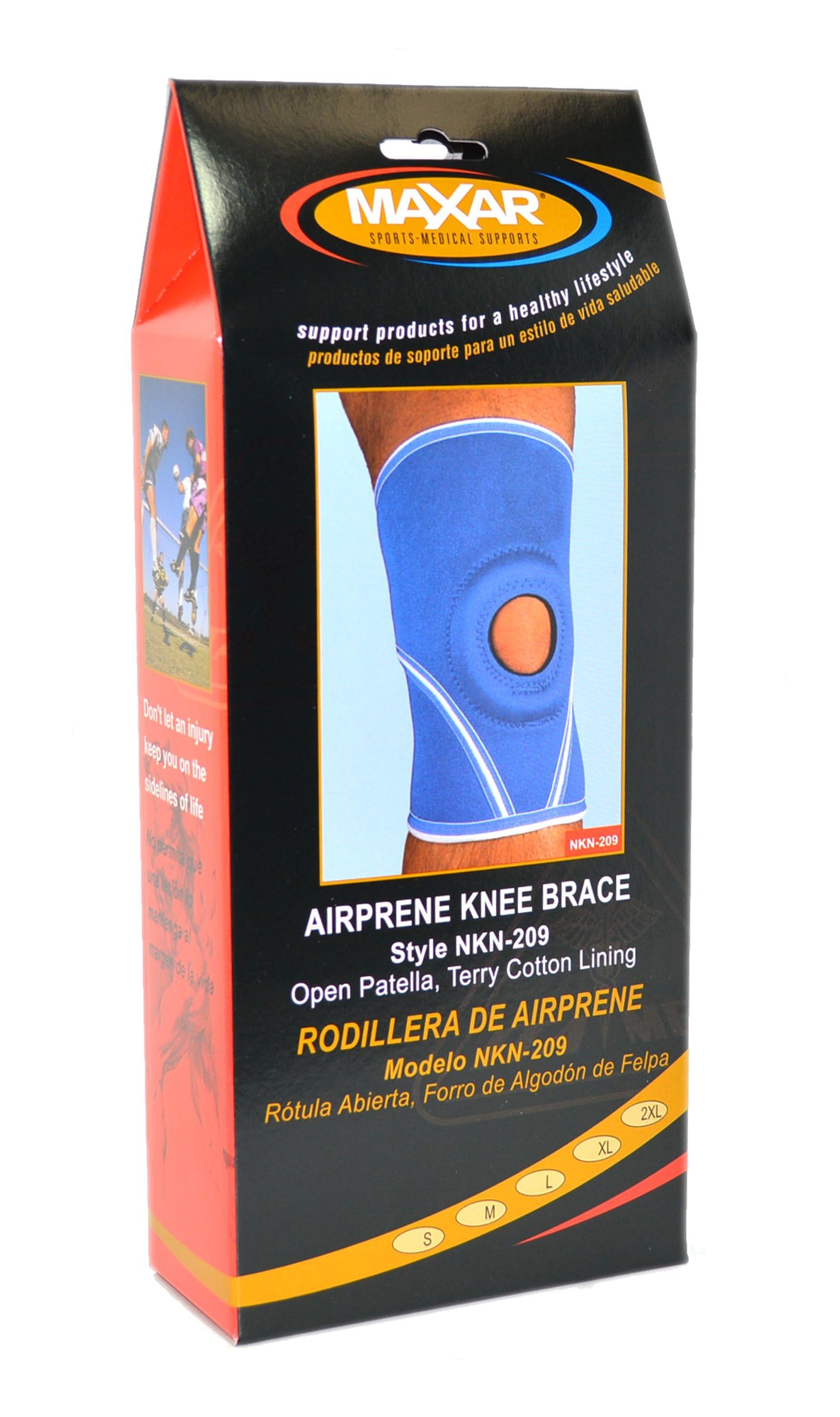 MAXAR Airprene (Breathable Neoprene) Knee Sleeve Compression Brace for Men & Women, Open Patella, Terry Cotton Lining, All-Way Stretch Compression and Support, NKN-209 XL