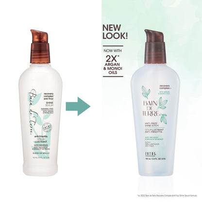 Bain de Terre Recovery Complex Anti-Frizz Shine Serum, Silky Shine & Frizz Control with Argan & Monoi Oils, Paraben-Free, Alcohol-Free, Color-Safe, Vegan