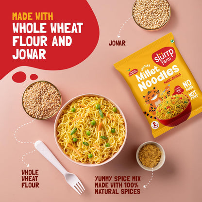 Slurrp Farm Millet Noodles – Magic Masala | No Maida, Not Fried | Healthy Kids Snack with Foxtail & Little Millet | Tasty & Wholesome Meal | 1.94 Oz (Pack of 6)