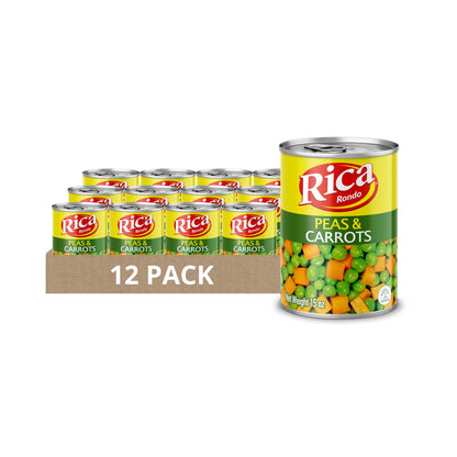 Rica Rondo Peas and Carrots, Canned Vegetables, 15 oz Can (Pack of 12)