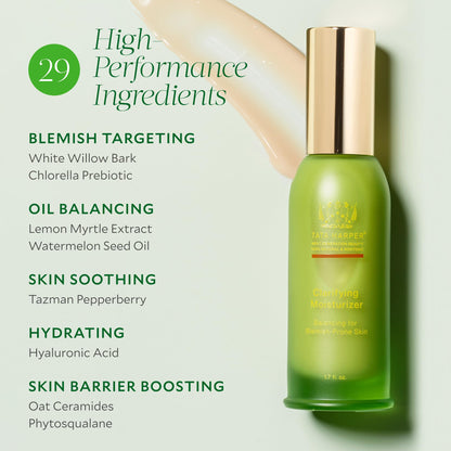 Tata Harper Clarifying Moisturizer, Natural Mattifying Moisturizer for Oily & Blemish-Prone Skin, Lightweight Face Cream, 50ml