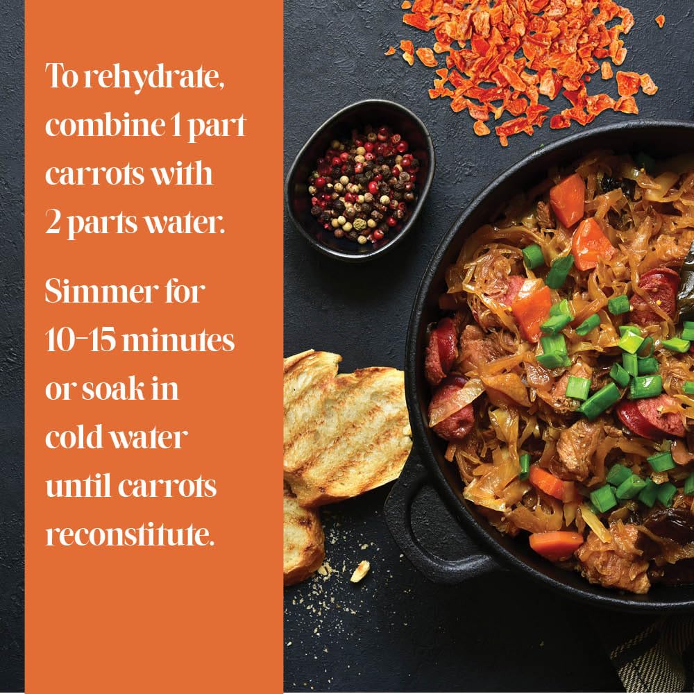 Gourmanity Dried Carrots, 32oz Resealable Bag, Fresh-Tasting and Easy to Use, Adds Flavor, Color and Texture to Soups, Stews and Ramen, All Natural