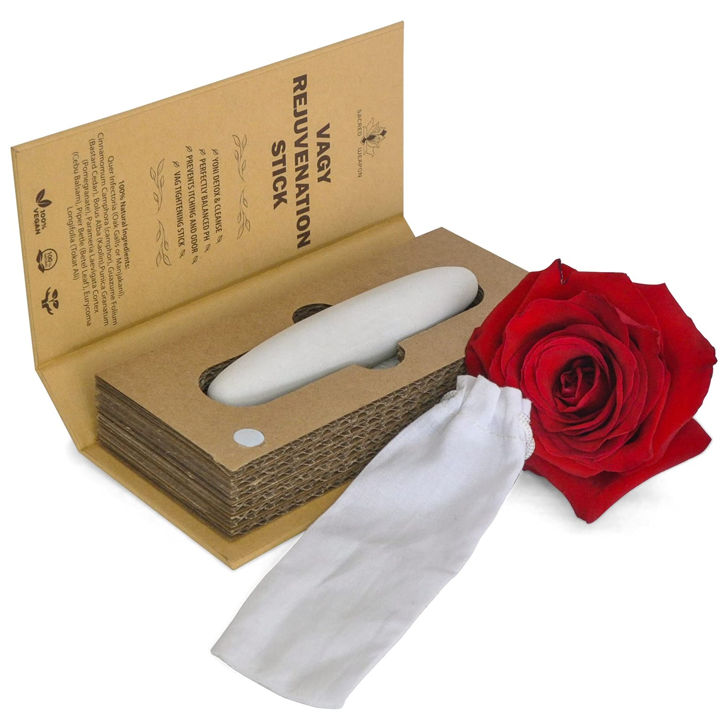 Sacred Weapon Vagy Rejuvenation & Tightening Wand | pH Balance Vaginal Wash & Odor Eliminator | Manjakani & Alum Stone Vagina Tightener, Intimate Deodorant for Women & Exfoliator for Feminine Health