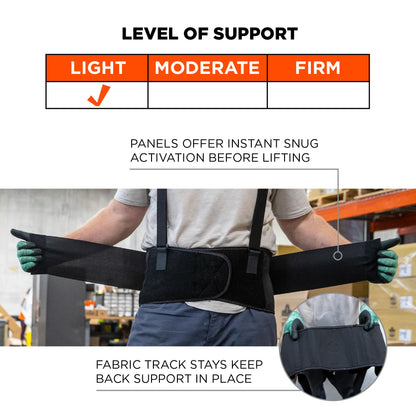 Ergodyne ProFlex 1650 Back Support Belt, 7.5" Elastic, Adjustable, Removeable Straps, Large