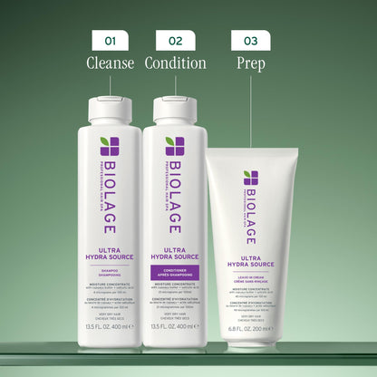 Biolage Ultra Hydra Source Leave-In Cream - Moisturizes & Controls Frizz, For Very Dry, Thick, Hair, Infused with Micro-dosed with Cupuaçu Butter & Salicylic Acid