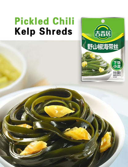 Zhacai Pickled（575g/20.3oz,6Packs/Bag) Si Chuan Zha Cai For Sushi Chinese Pickles Variety Set Asparagus Lettuce & Bamboo Shoots Kelp Shreds Ginger Slices Cucumber Kimchi Preserved Mustard Stem