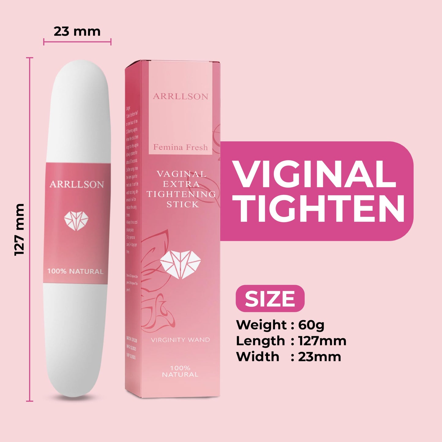 Femina Fresh Tightening Rejuvenation Stick for Women, Feminine Hygiene Vaginal Stick for Tightening, Herbal Yoni Formula Vag Tightening Wand for Odor and PH Balance Support