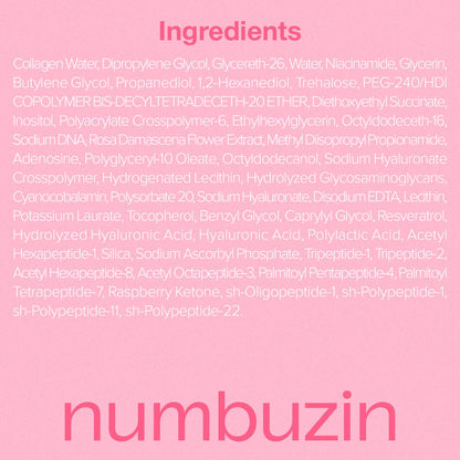 numbuzin No.2 Rose PDRN Collagen Plumping Serum, Hydrating & Firming Serum with Peptides, Plump, Glowing Skin, Korean Skincare, 1.01 fl oz (30ml)