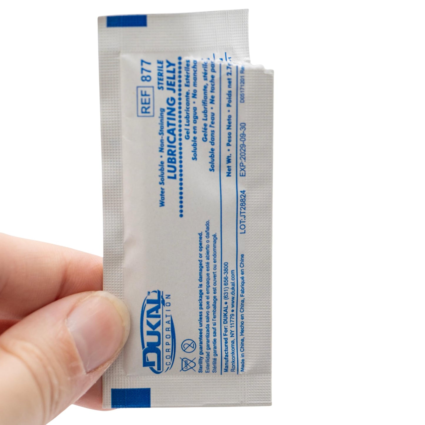 Dukal 877-BX Lubricating Jelly Foil Pack, Sterile, 3g (Box of 144)