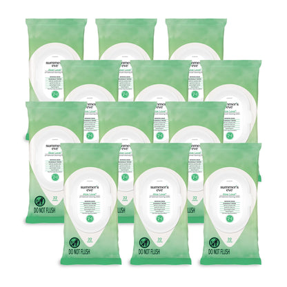 Summer's Eve Feminine Wipes, Aloe Love, Vaginal Wipes with Gentle pH-Balanced Micellar Water Formula, Feminine Care to Help Remove Vaginal Odor, Gynecologist Tested, 32 Wipes, 12 Pack