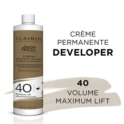Clairol Professional Crème Permanente 40 Volume Hair Developers, 16 oz. | For Coloring, Lightening & Lifting with Deep Conditioning Formula | Packaging May Vary