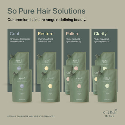 KEUNE So Pure Restore Shampoo, Hydrating and Gentle Cleansing Formula, Travel Size, 50ml