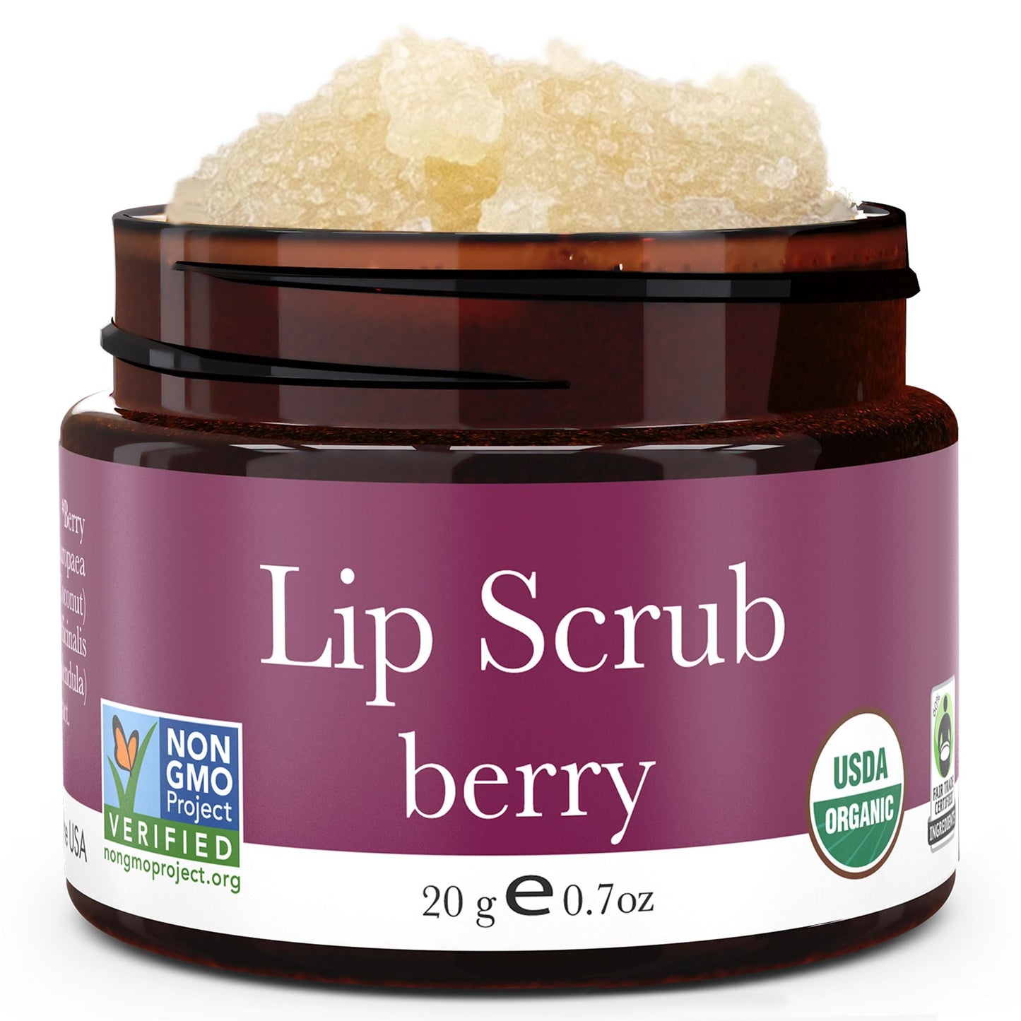 USDA Organic Lip Scrub Berry - USA Made with Natural Ingredients, Valentines Day Gifts, Moisturizing Scrub Exfoliator for Dry Lips, Lip Sugar Scrubber Exfoliator for Smooth Lips, Small Beauty Gifts