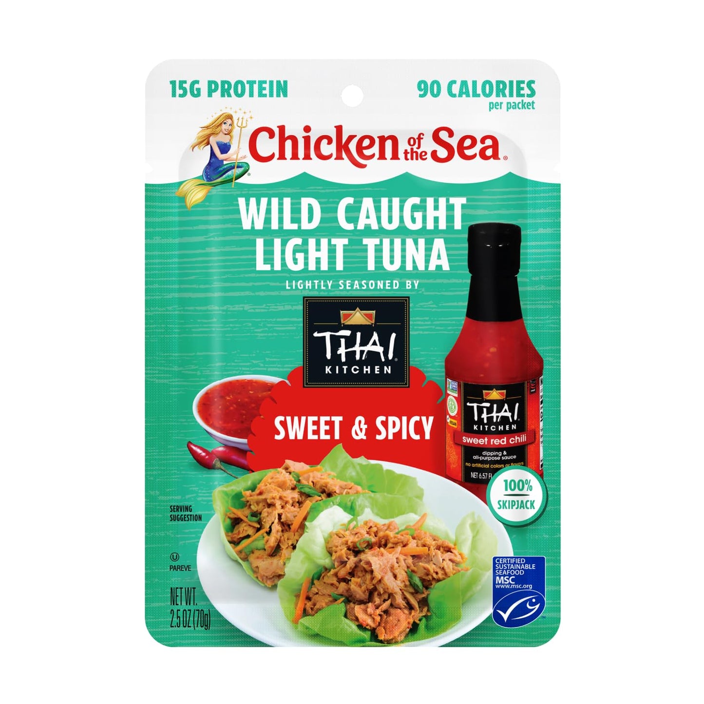 Chicken of the Sea Wild Caught Light Tuna, 3 Flavor Variety Pack, 2.5-Ounce Packet (Box of 6)
