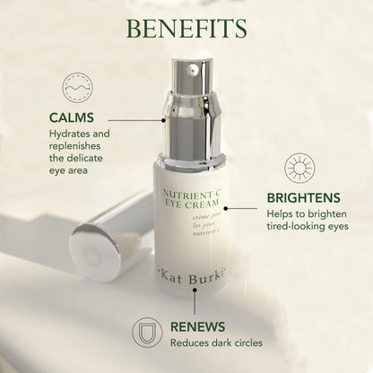 Kat Burki 8% Stabilized Vitamin C Eye Cream with Caffeine, Dark Circle Reducing & Depuffing Eye Area Treatment, 0.5 Fl Oz