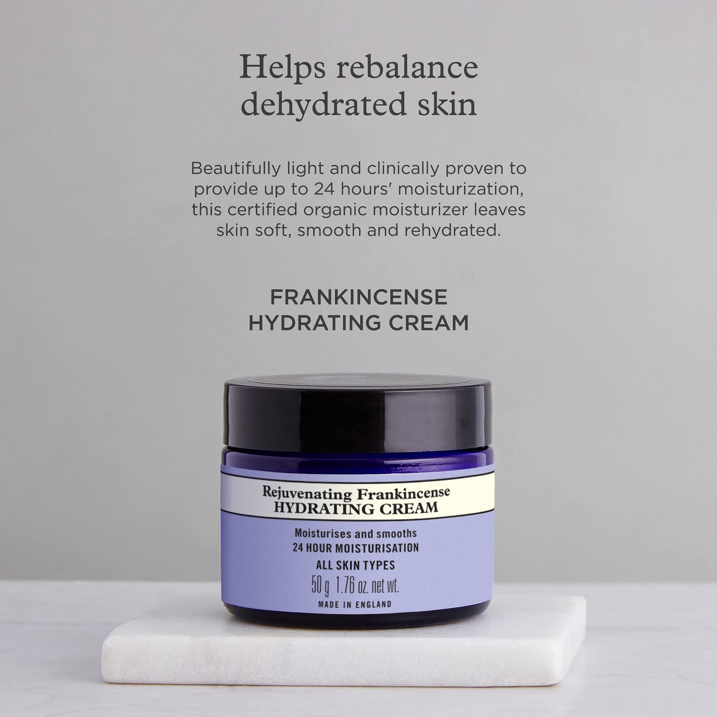 Neal's Yard Rejuvenating Frankincense Hydrating Cream with Hyaluronic Acid & Jojoba Oil, 24-Hour Moisturization, Smooths Skin, Cruelty-Free, 1.76 oz