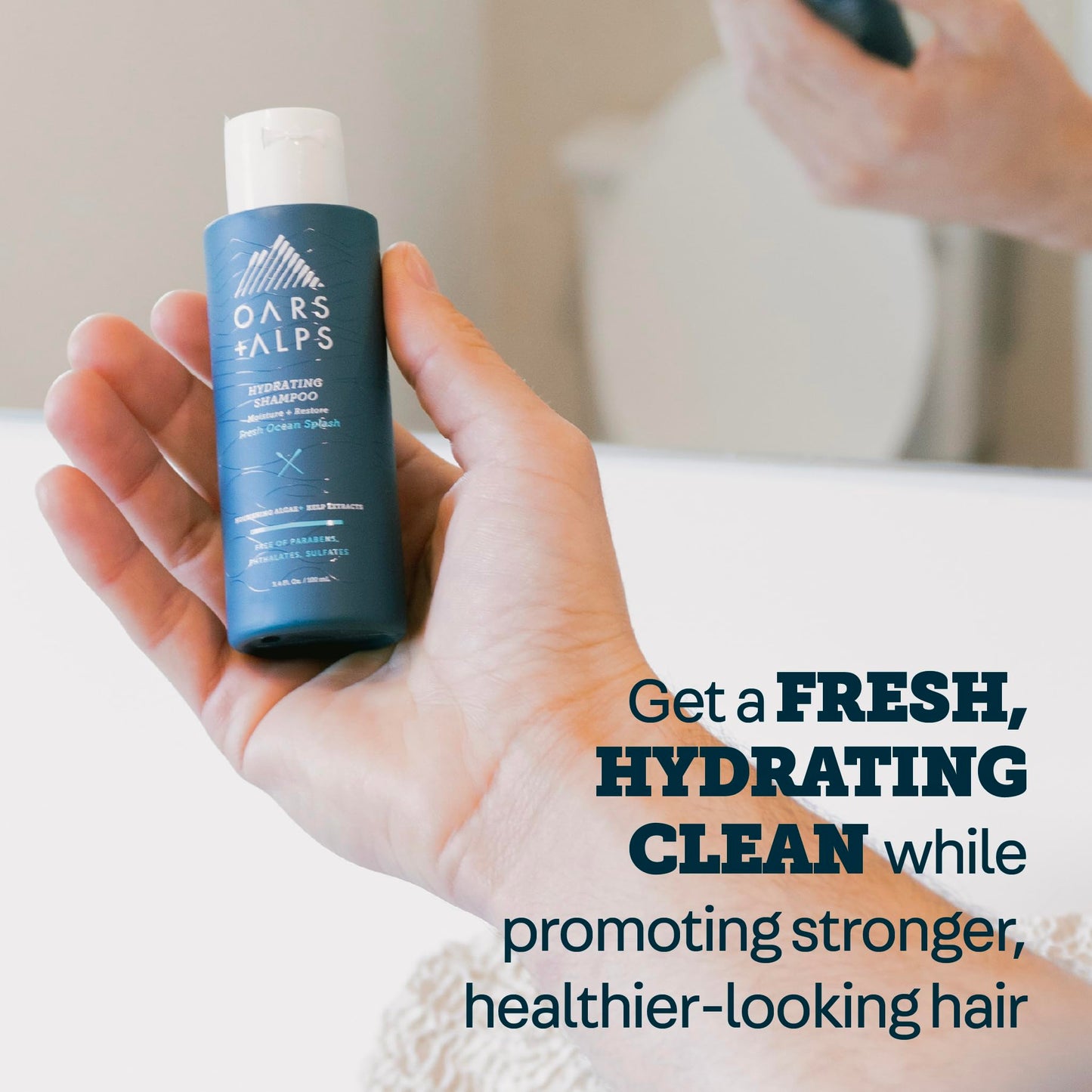 Oars + Alps Men's Sulfate Free Hair Shampoo and Conditioner Set, Infused with Kelp and Algae Extracts, Fresh Ocean Splash, Travel Size 3.4oz Each