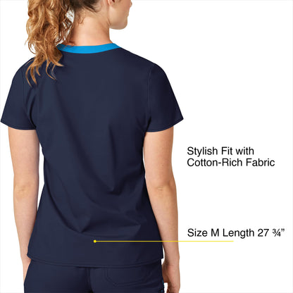 WonderWink Women's Wonderflex Verity Scrub Top, Navy, Small