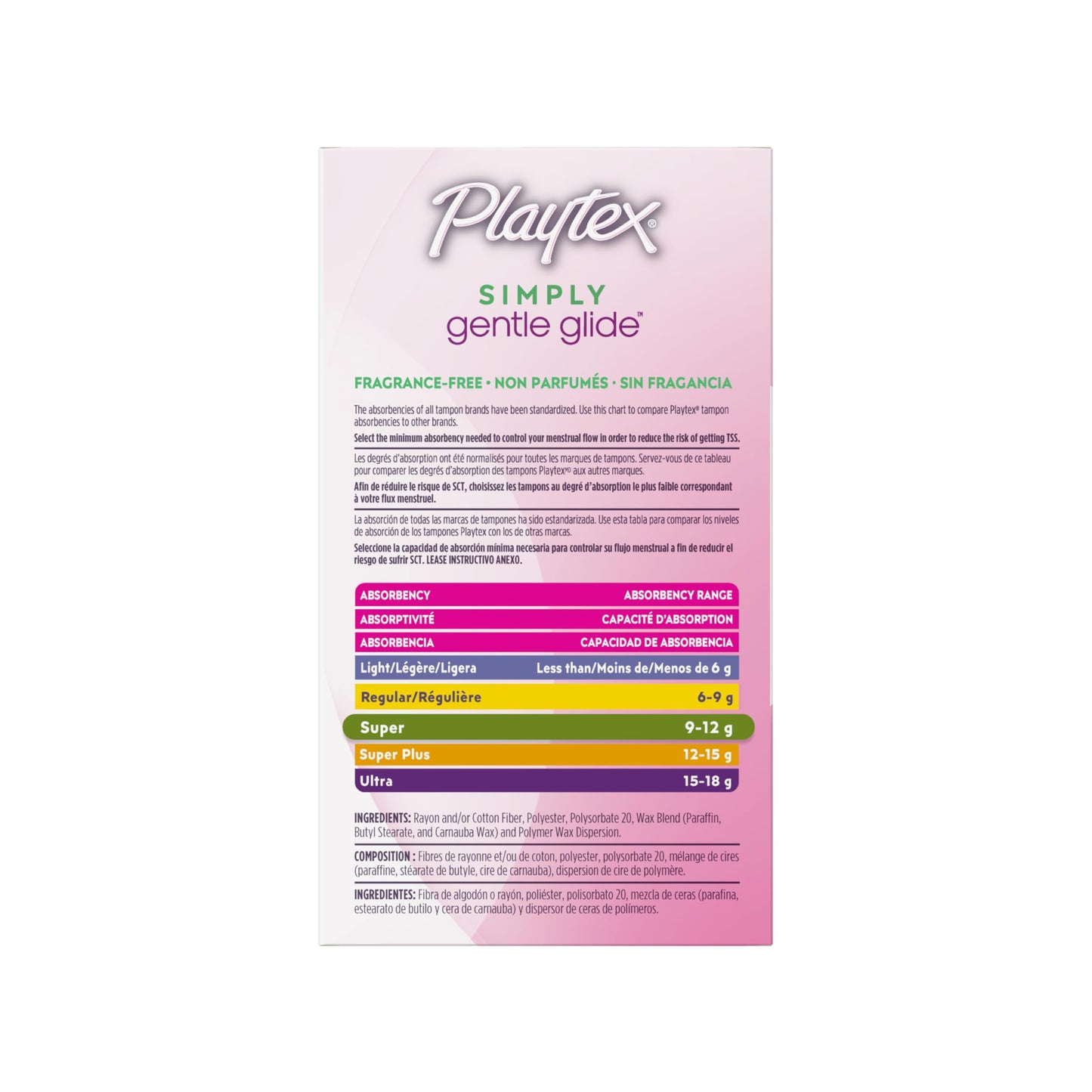 Playtex Simply Gentle Glide Unscented Tampons, Super Absorbency, 36 Count (Pack of 1) (Packaging May Vary)