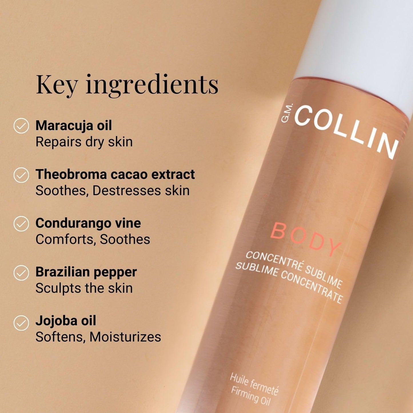 G.M. COLLIN Sublime Concentrate | Moisturizing Body Oil with Cocoa, Jojoba, and Vitamin E for Dry Skin