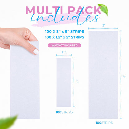 Non Woven Body and Facial Wax Strips Multi Size Pack (200)