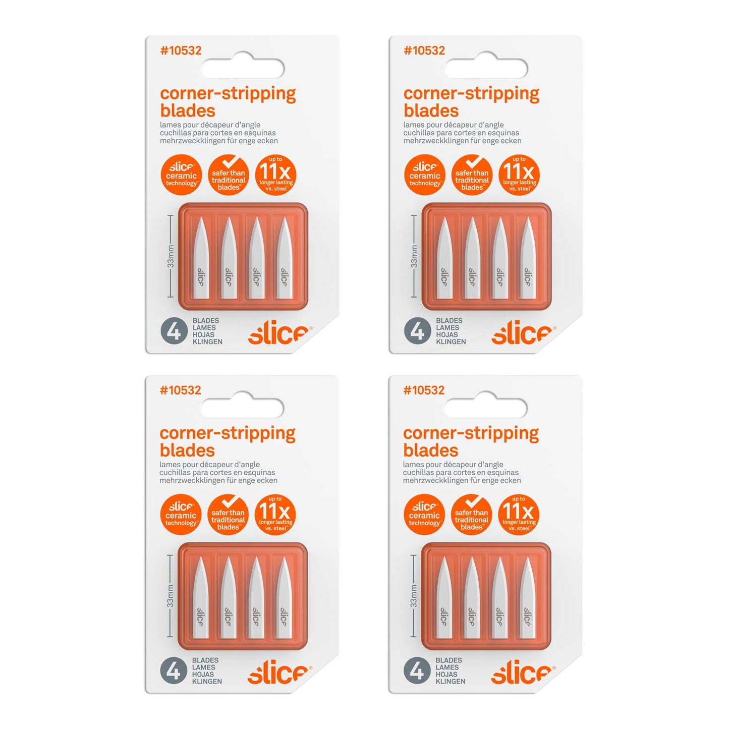 Slice 10532-CS Corner Stripping Ceramic Blades, Ideal for Manufacturing, Lab Setting, DIY grouting, or Working with Craft Materials, 24 Blades,White