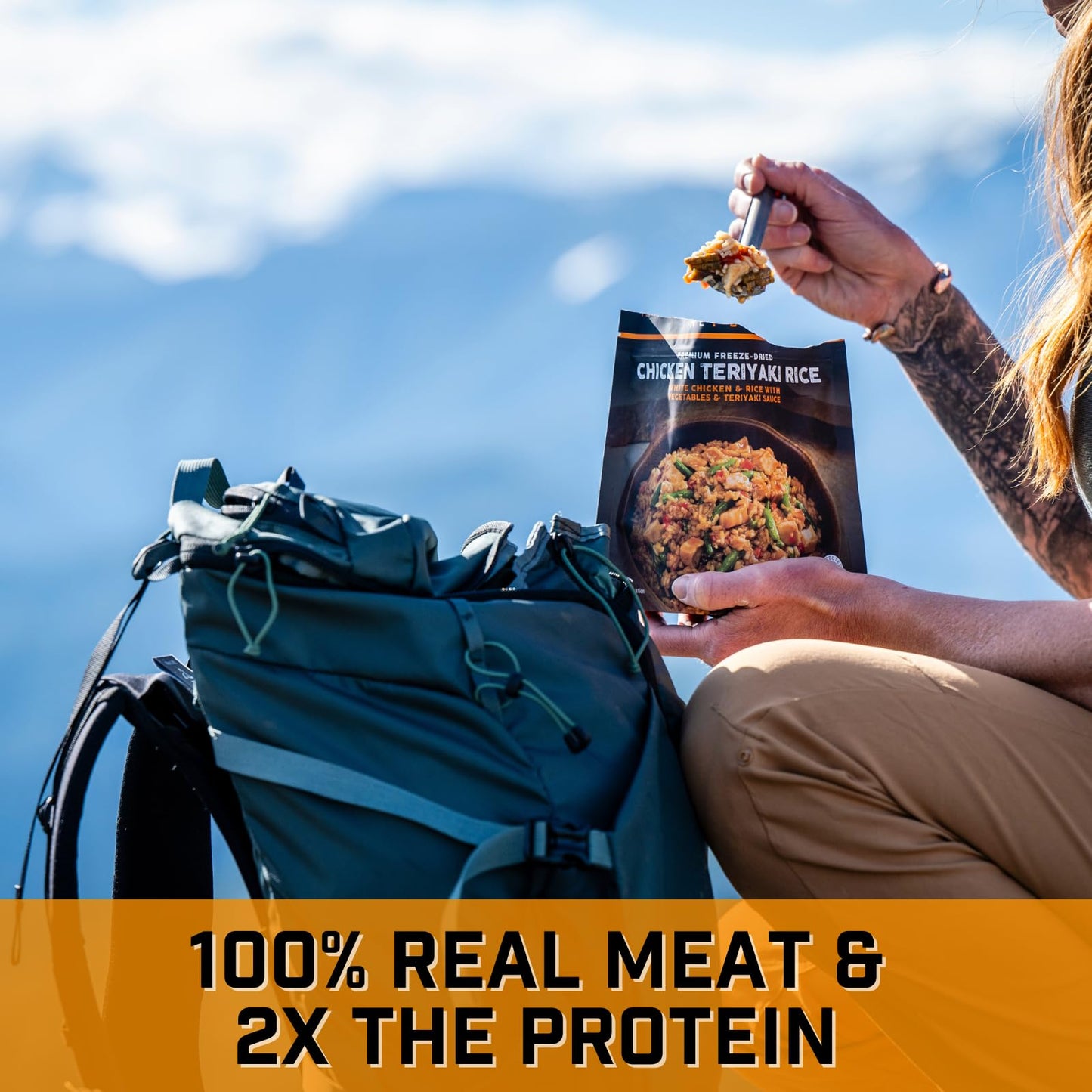 Peak Refuel Chicken Teriyaki Rice | 40g Protein | 580 Calories | 100% Real Meat | Premium Freeze Dried Backpacking & Camping Food | 2 Servings | Ideal MRE Survival Meal (2-Pack)