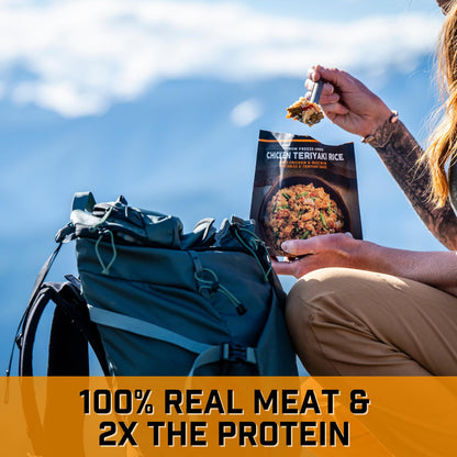 Peak Refuel Chicken Teriyaki Rice | 40g Protein | 580 Calories | 100% Real Meat | Premium Freeze Dried Backpacking & Camping Food | 2 Servings | Ideal MRE Survival Meal (2-Pack)