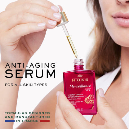 NUXE Merveillance Lift and Smooth Anti-Aging Face Serum With Micro-Algae Oil for Firming & Rejuvenating Skin, 1 Fl Oz