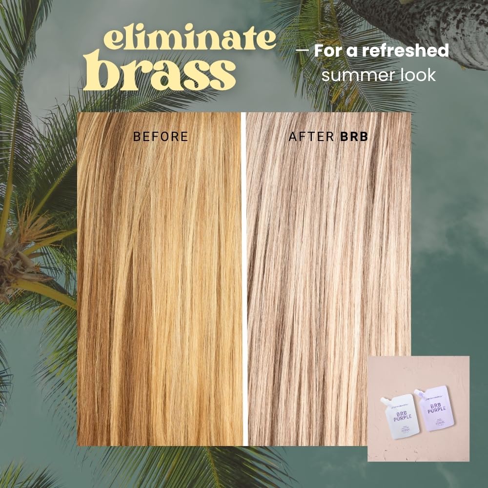 The Beachwaver Co. BRB Blonde Purple Conditioner - Travel Size (3 Oz) | Anti-Brass Toning Conditioner w/HiX Vegan Bond Multipliers | Moisturizing Sulfate-Free Formula for Blonde & Grey Hair