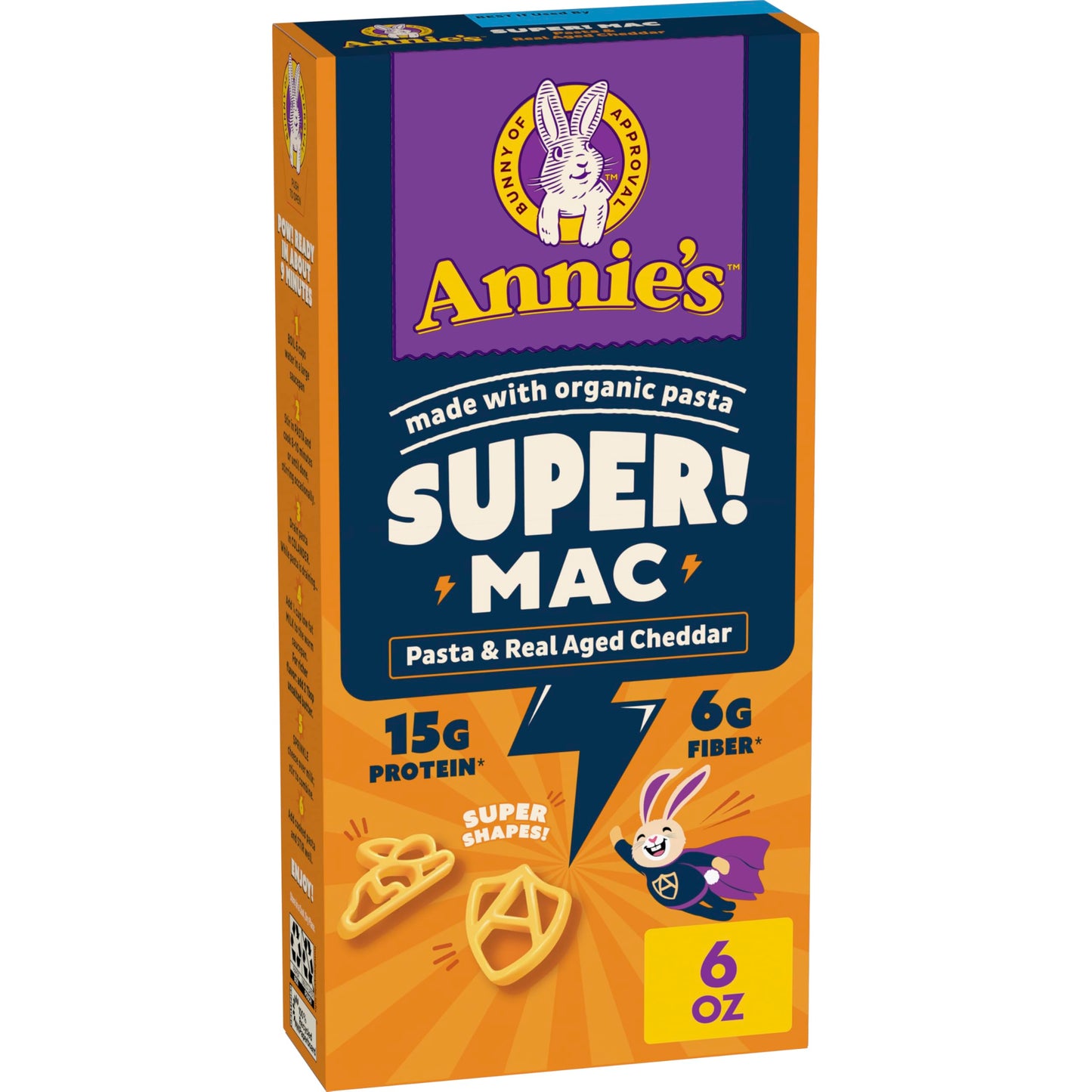 Annie's Super! Mac Shapes and Real Aged Cheddar, Made with Organic Pasta, 6 oz