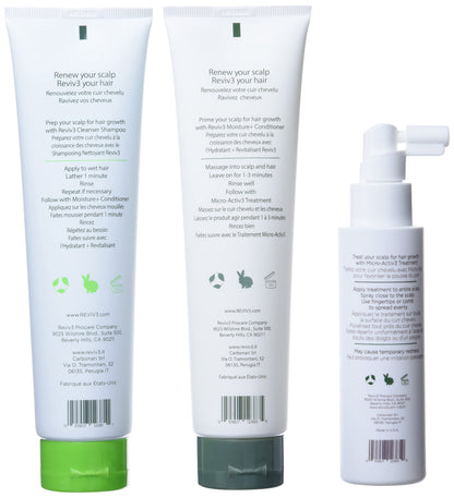 REVIV3 Procare 30 Day Trial Kit - 3-Part System for Fine and Thinning Hair - Sulfate and Paraben Free - Leave-In Hair Treatment Shampoo and Conditioner - Thinning Hair Treatment for Men and Women